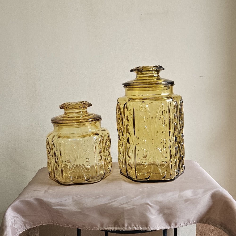 L.E‎ Smith Amber Canister Set - Picture 5 of 14